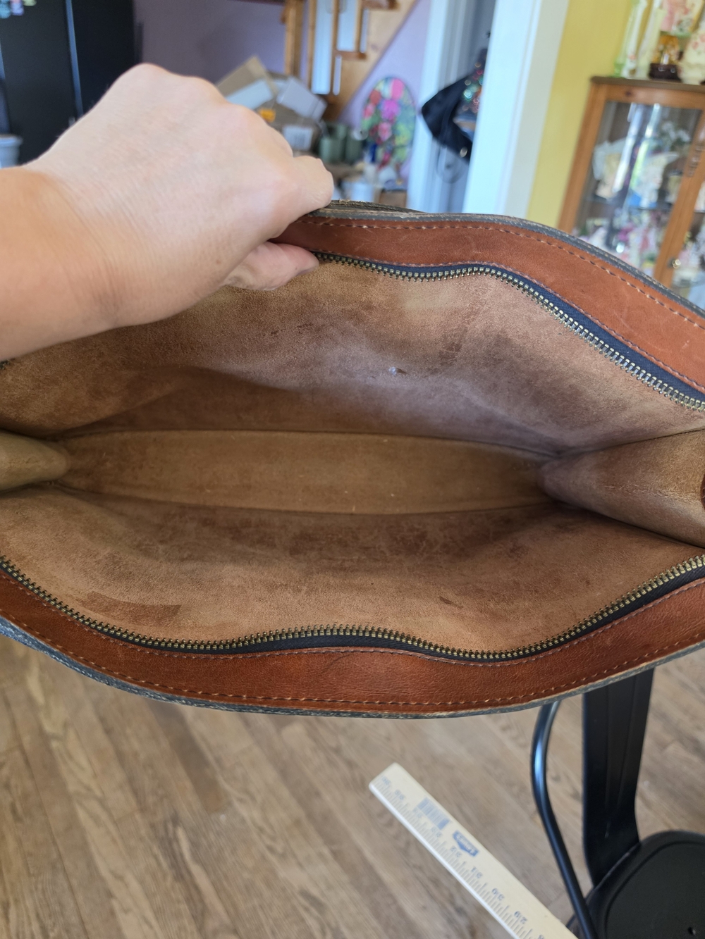 SCHLESINGER Brothers Vintage Cowhide Leather Briefcase Portfolio Brown Camel - Picture 7 of 8